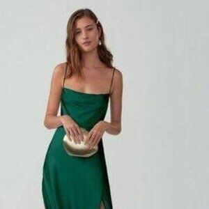 Fame and Partners Rosabel Silky Maxi Formal Dress in Emerald Green (US Size 6)